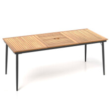 Gartentisch - HELLOSHOP26 - 200 x 90 x 75 cm - Akazienholz - Metallbeine - 8 Personen