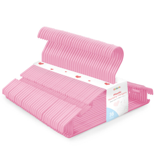 Kidoola 36 Pack Plastic Kids Hangers, Pink
