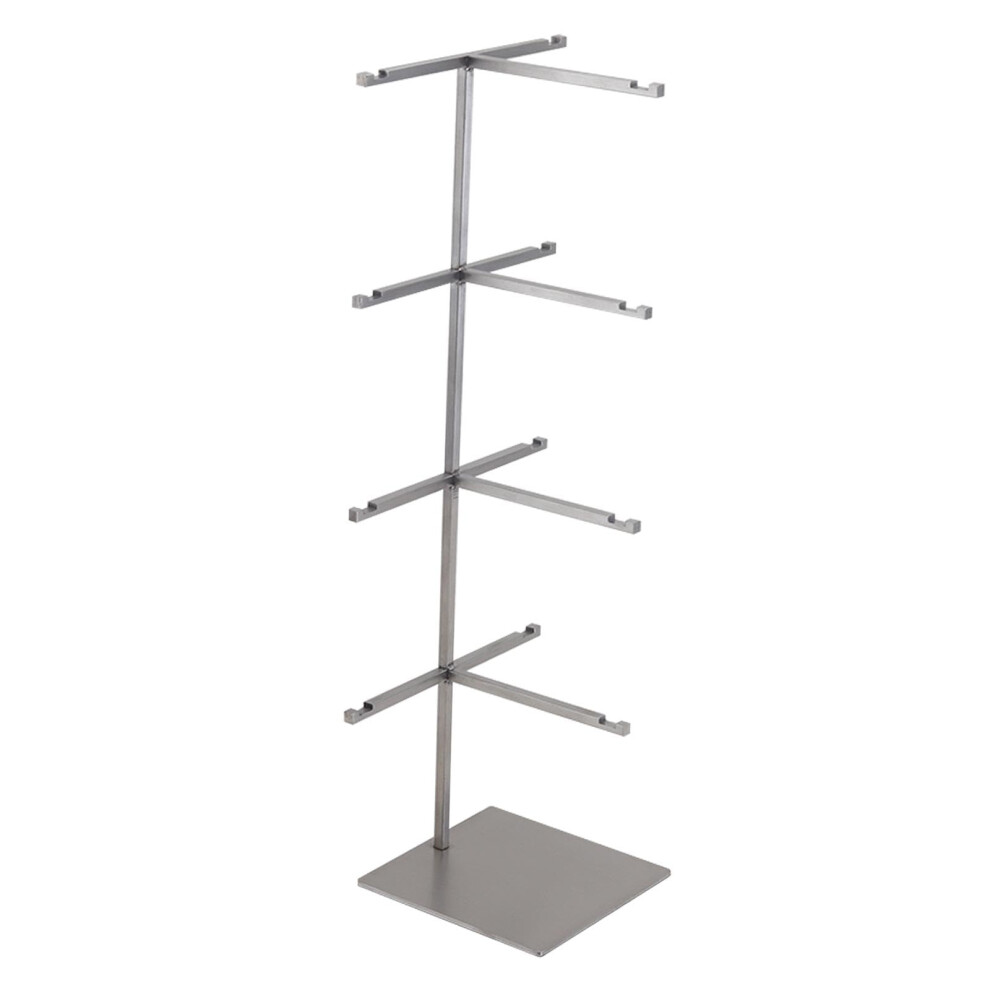 Silver Sunglasses Display Stand 4 Tier Stainless Steel Eyeglass Organizer With Spacesaving Vertical Design
