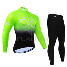 Herfstset met lange mouwen, fietsshirt en fietsbroek (maat 19D), MTB-uniform, fietskleding, Quick_Fo