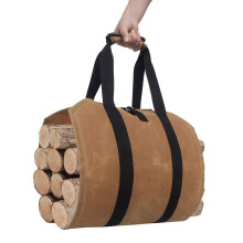 Firewood Carrier Waxed Canvas Log Tote Bag Waterproof Large Wood Holder for Fireplace Camping