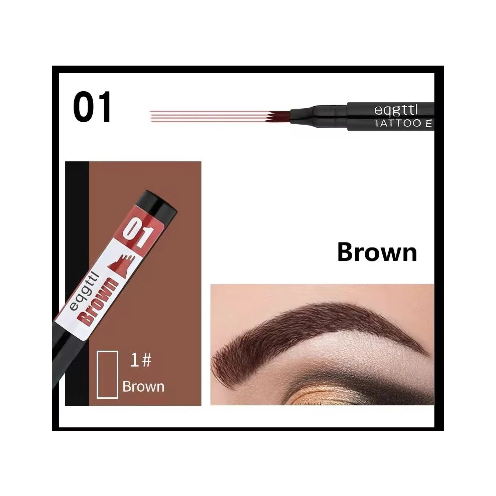 Gopatriot Memory Brown (#01 ) Eyebrow Microblading Pen Waterproof 3D Tattoo Liquid Ink 4 Fork Brow Pencil Tint