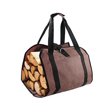 Heavy Duty Canvas Firewood Carrier Bag Large Capacity Foldable Log Tote for Fireplace and Camping