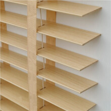 Cordless Wooden Venetian Blinds Beige 1.5x2m Room Darkening Solid Wood Slats Privacy Control