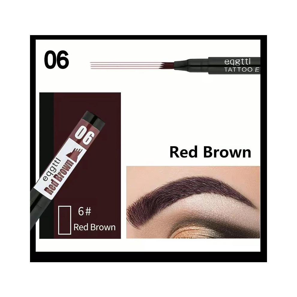 Gopatriot Memory Not,Specified (#06 Red Browm) Eyebrow Microblading Pen Waterproof 3D Tattoo Liquid Ink 4 Fork Brow Pencil Tint