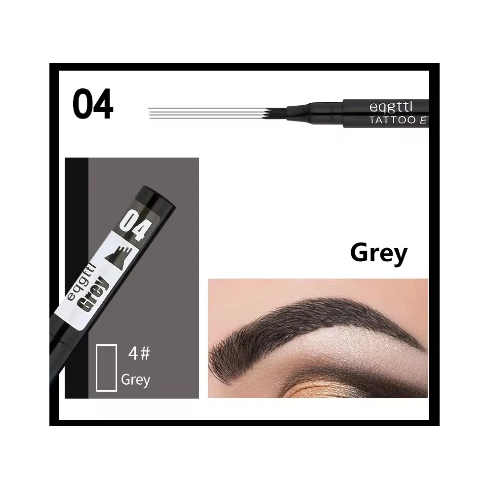Gopatriot Memory Not,Specified (#04 Grey) Eyebrow Microblading Pen Waterproof 3D Tattoo Liquid Ink 4 Fork Brow Pencil Tint