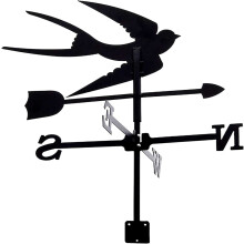 Outdoor Weather Vane Metal Swallow Retro Garden Decor Roof Wind Direction Indicator