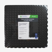 Charlies EVA Interlocking Floor Mats, Black - 6 Pack