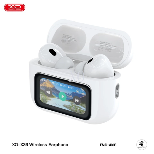 Smart Screen ANC Active Noise Cancellation TWS Bluetooth Headset White 2