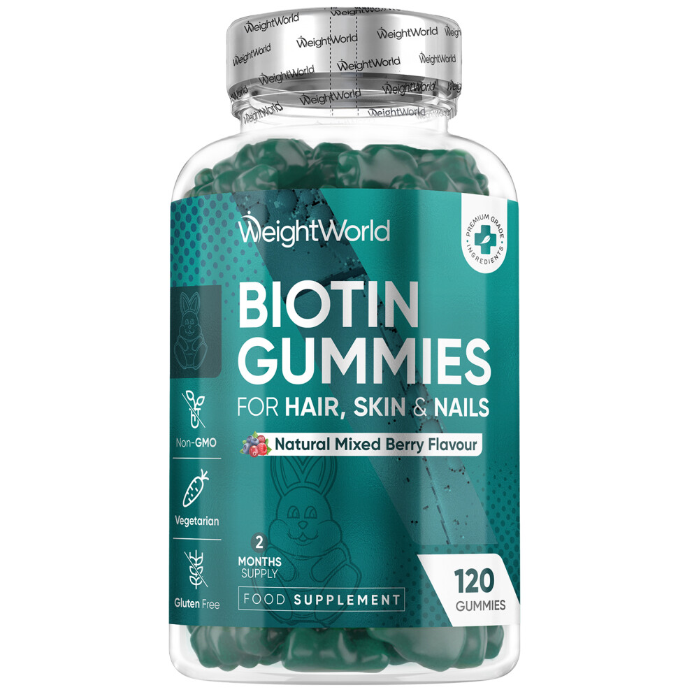 Weightworld Biotin Gummies 5000Mcg | 120 Berry Flavour | Non-Gmo & Vegan-Friendly
