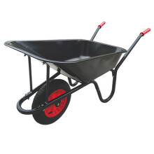 Charlies Pneumatic Wheels Wheelbarrow, Black - 85L