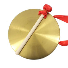 15CM Traditional Chinese Brass Gong with Mallet, Clear Resonant Tone, Gold Finish for Ceremony