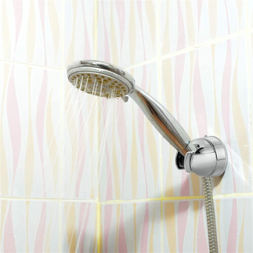 Adjustable Suction Cup Shower Head Holder 360 Rotatable NoDrill Chrome Wall Mount Bracket 2