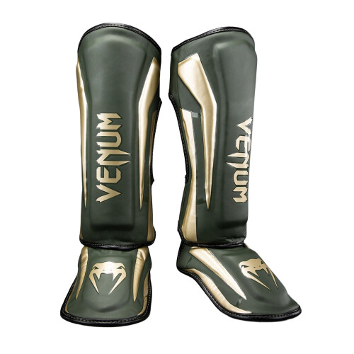 (Medium) Venum Muay Thai Stand Up Elite Shin Guards - Khaki