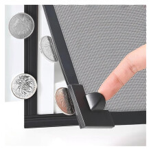 Magnetic Window Screen Black Frame 50x120cm Adjustable Fiberglass Mesh BugProof FireRetardant
