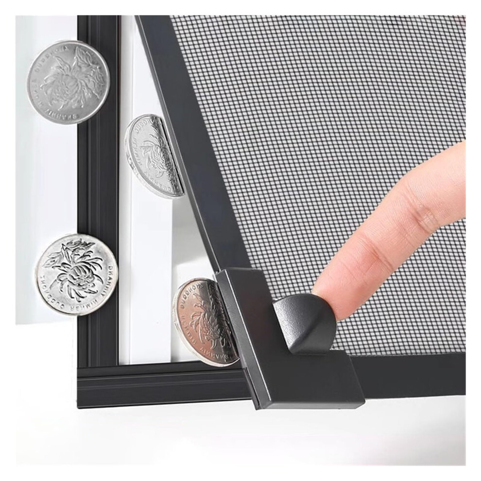 Magnetic Window Screen Black Frame 50X120cm Adjustable Fiberglass Mesh Bugproof Fireretardant 9113335973589