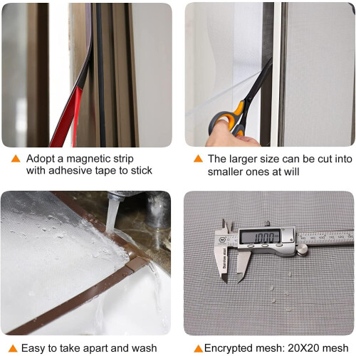 Magnetic Window Screen Grey Mesh 70x120cm with Black Frame, Adjustable Size, Easy Installation 1
