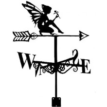 Stainless Steel Roof Weather Vane with Black Metal Arrow, Retro Wind Direction Indicator
