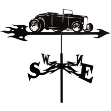 Stainless Steel Vintage Car Weather Vane for Garden Yard Wind Direction Outdoor Decoration