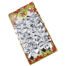 Christmas Tree Ornaments Silver Bow Decorations Set of 12 for Holiday and Festive Display