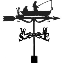 Weather Vane Stainless Steel Fishing Garden Wind Vane with Animal Ornament for Outdoor Yard