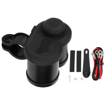 Dubbele USB-oplader, waterdichte sigarettenaansteker met aan/uit-schakelaar, universeel stopcontact voor motorfietsen en buitengebruik. Bespaart