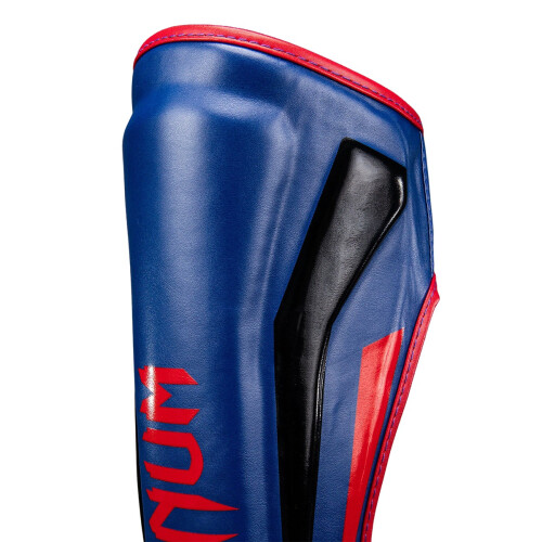 (Medium) Venum Muay Thai Stand Up Elite Shin Guards - Deep Blue/Red 2