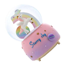 Snow Globe Music Box with LED Light, Manual Snow Effect for Christmas Birthday Decor