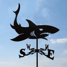 Fish Weathervane with Roof Mount Decorative Outdoor Garden Yard Stake Weather Vane for Wind Direction Measurement