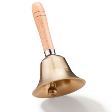 Solid Brass Hand Bell 3.15 Inch with Wooden Handle Loud Clear Ring for Wedding Classroom Dinner