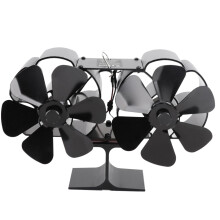 Heat Powered Stove Fan with Dual Heads 6 Blades Quiet Energy Saving for Wood or Gas Fireplace