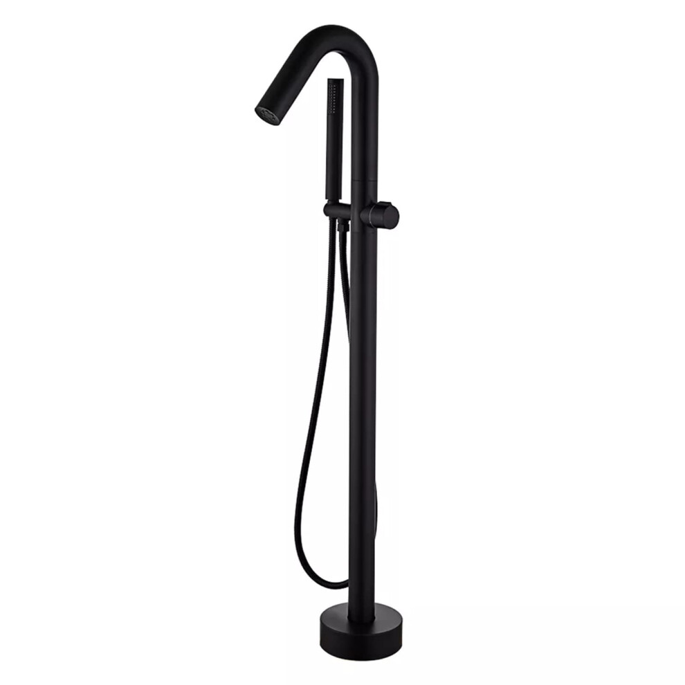 Matte Black Freestanding Bathtub Faucet With 360 Swivel Spout And Ceramic Valve 9113335981607