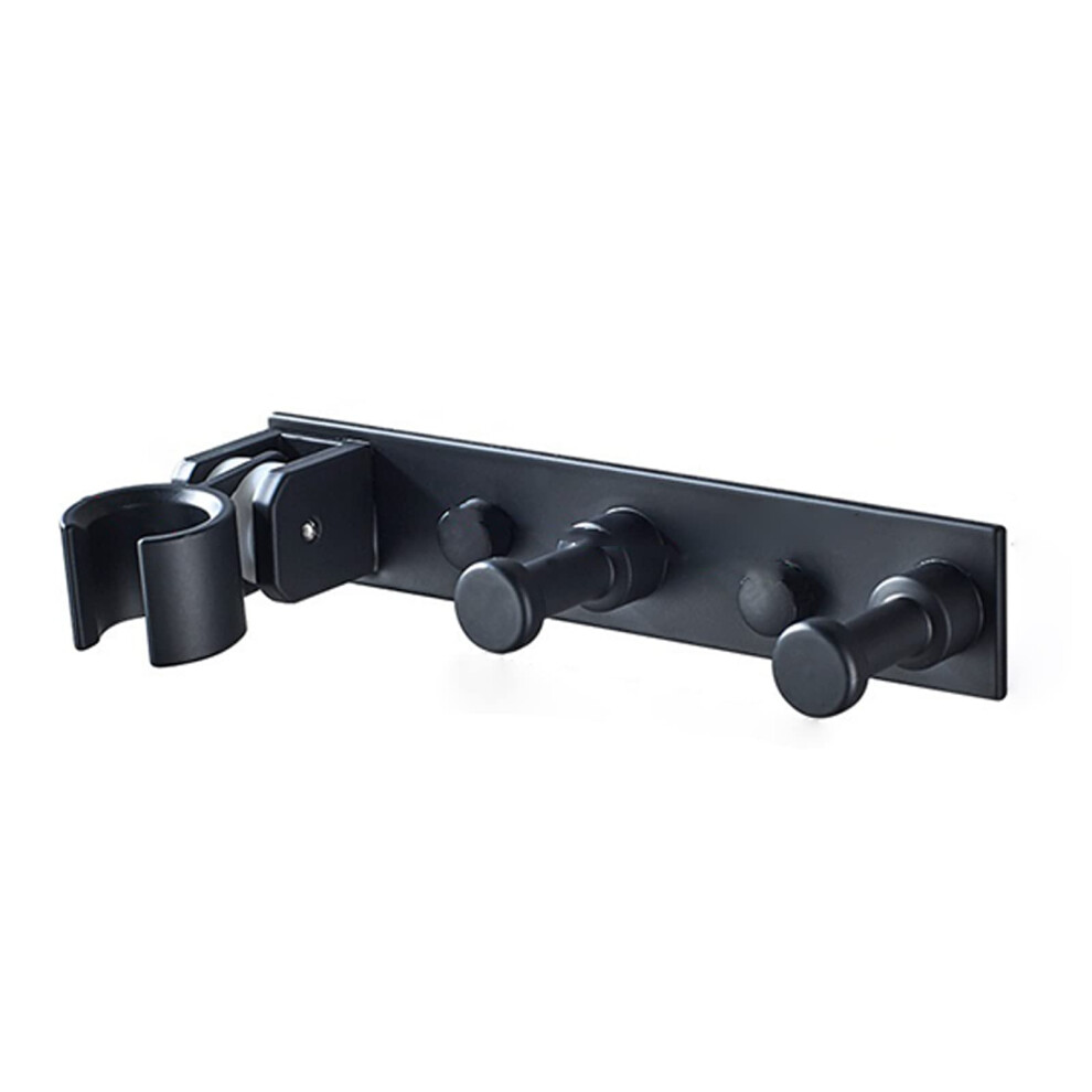 Space Aluminum Shower Holder Wall Mounted Bracket With 2 Hooks Punch For Handheld Shower Head 9113335005228