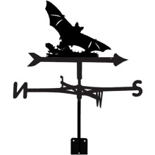 Garden Weather Vane Bat with Smooth Wind Rotation Retro Metal Roof Garden Decoration Outdoor Bracket