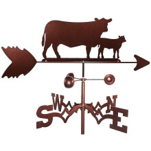 Animal Metal Weathervane Wind Vane with Big Cow and Calf, Outdoor Roof and Garden Yard Decor