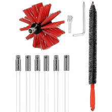 Chimney Sweep Kit with Flexible Nylon Rods, Rotary Dryer Vent Brush Cleaner for Fireplace and Duct