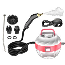 Handheld Steam Cleaner 1500W Pressure 105C Hot Steam 6Speed with 3 Brush Heads Pink