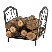 Firewood Rack Heavy Duty Steel Frame with Extra Storage Shelf for Indoor Outdoor Log Holder Black 35x38x40cm