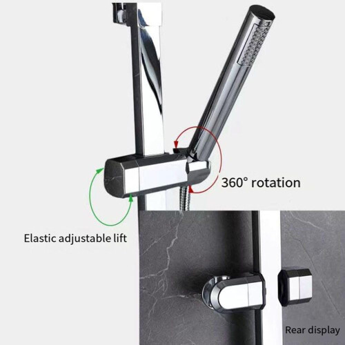 Universal Adjustable Shower Head Holder 1530mm, 360 Rotating AntiSlip Replacement Bracket, Black 1