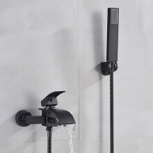 Bathtub Faucet Chrome Waterfall Mixer Tap with Dual Control Shower Set Wall Mounted for Bathroom