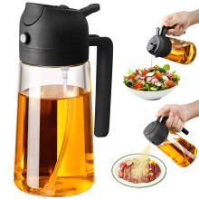 SWEET VIEW Olive Oil Spray Bottle, 470ml 2 In 1 Glass Oil Dispenser/Po