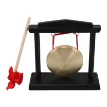 Chinese Brass Gong with Wooden Stand 10cm Small Gong Set for Meditation and Sound Healing