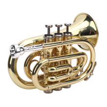 Bb Pocket Trumpet Bright Sound Smooth Valves with 7C Mouthpiece Case for Beginner Students