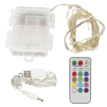 Waterproof Outdoor Lights Remote Control Lighting Multicolor LED String Lights Decorative Lighting USB And Battery Operated Glowing Copper Wire Set