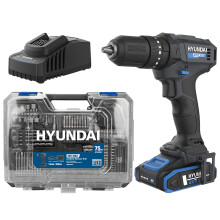 Hyundai 20V 50Nm Cordless Brushed Hammer Drill, 2-Speed, 13 mm Chuck LED Light HD20S-50