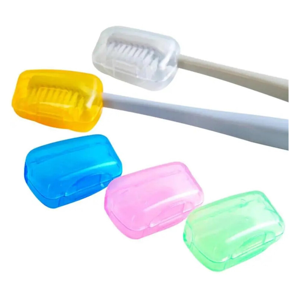 Travel Toothbrush Holder with Protective Head Cover Cap, Portable Plastic Case for Home and Trips