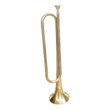 Brass Bugle Yellow Brass Cavalry Trumpet 47cm with Gloves Easy Beginner Play Clear Resonant Tone