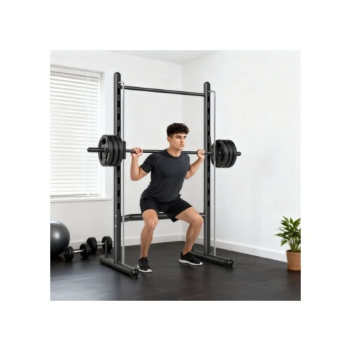 Adjustable Squat Rack, with Pull Up Bar, Barbell Bar for Home Gym 1