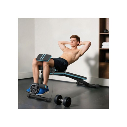 Foldable Weight Bench, Adjustable Strength Training Sit Up Ab Bench, Incline/Decline, Blue 1