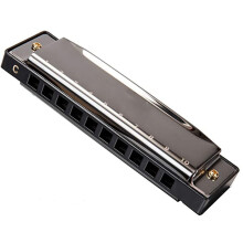 10 Hole C Key Harmonica for Beginners, Durable Copper Reeds, Glossy Finish, Compact Design